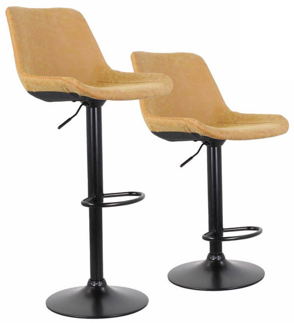 Set 2 Sgabelli 50x44x58/78 cm in Similpelle Base Nera Cammello sconto