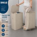 Cesto Biancheria Sporca 42x32x67 cm Sacco Estraibile Portabiancheria 105L Beige      