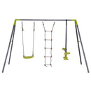 Parco Giochi Altalena Cavalluccio e Scaletta per Bambini in Metallo Verde 