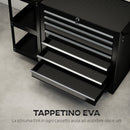 Carrello Portautensili 96x33,5x75 cm con 7 Cassetti Mensola Laterale Staccabile Ruote Capacità 120kg in Acciaio Nero      