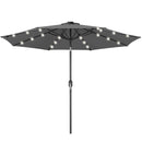 Ombrellone da Giardino Ø270 8 Stecche cm con Luci LED Parasole in Poliestere Antivento Grigio      