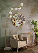 Lampada da Terra Glamy Arc 6 Luci 130x45x220 cm in Ferro e Vetro Oro e Bianco      