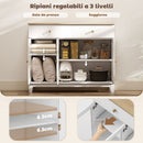 Credenza Cucina Mobile Buffet Ante in Vetro 100x35x80.3cm Bianco e Rovere      