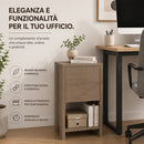 Comodino 30x30x55 cm Mobiletto con Anta a Ribalta e Ripiano in Legno Rovere     