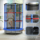Tappeto Elastico per Bambini 3-6 Anni Ø140x190 cm con Rete di Protezione Blu e Nero   