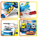 Aereo Garage Giocattolo Playset per Bambini Aeroplano Apribile con 2 Macchinine      