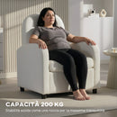 Poltrona Moderna 76x77x95 cm con Spazio Contenitore a Scomparsa e Cuscino Rivestimento in Pile Teddy Crema      