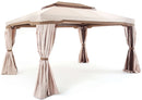 Gazebo da Giardino 3,6x4,8 m in Alluminio con Tende Cipro Ecrù