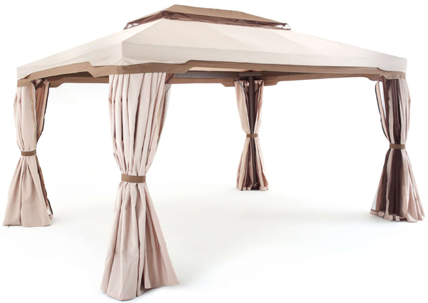 Gazebo da Giardino 3,6x4,8 m in Alluminio con Tende Cipro Ecrù acquista