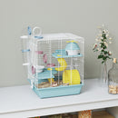 Gabbia per Criceti a 3 Livelli 34,5x27,5x41 cm 12 Tubi con Casetta Rampa e Accessori in Metallo e Plastica Grigio      