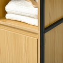 Mobile da Bagno a 3 Livelli con Torre per Asciugamani 30x28x168 cm in Truciolato e Acciaio Nero