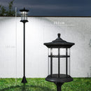 Set 2 Lampioni Solari 23,5x23,5x184 cm con 6h Autonomia e Ancoraggio a Terra in Acciaio Inox e ABS Nero      