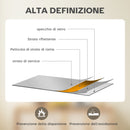 Specchio da Parete Rettangolare 50x50 cm con Ganci in Vetro e MDF Bianco      