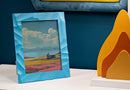 Cornice Light 20x2x25 cm in Resina e Vetro Azzurro      