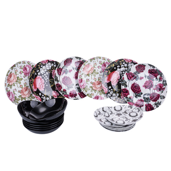 sconto Servizio Piatti 18 Pezzi in Porcellana e Gres VdE Tivoli 1996 Rose Baroque