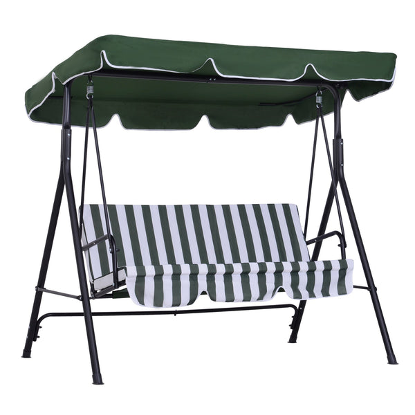 Dondolo 3 Posti da Giardino 172x110x152 cm in Acciaio e Tessuto Verde e Bianco prezzo