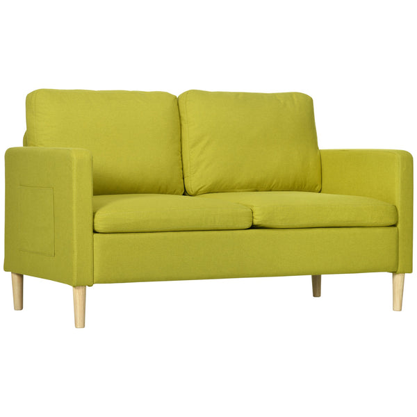Divano 2 Posti 143x76x83 cm in Tessuto Effetto Lino Giallo online
