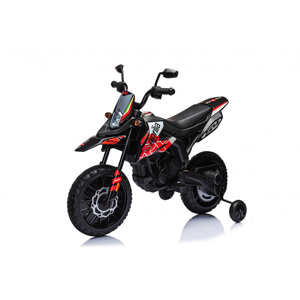 Moto Elettrica per Bambini Aprilia RX-125 Small 12V Cross Sedili In Pelle Luci Led Bluetooth Sospensioni a Molla Rosso sconto