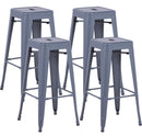 Set 4 Sgabelli da Bar Alto in Metallo Victoria Grigio Antracite