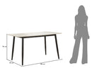 Tavolo da Pranzo Josh 138x78x76 cm in Metallo e Ceramica Nero e Bianco      