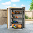 Casetta Box da Giardino Porta Attrezzi 100x104x160 cm con Porta a Battente in Acciaio Galvanizzato Marrone Chiaro      