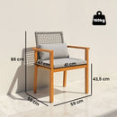 Set 2 Sedie da Giardino 59x55x86 cm con Cuscini in Legno di Acacia Grigio Chiaro      