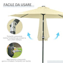 Ombrellone da Giardino Inclinabile Ø265 cm con 32 Luci LED Solari e Manovella Beige      