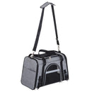 Borsa Trasportino Pieghevole per Cani Gatti con Tracolla in Tessuto Oxford Grigio 50x26.5x33 cm 