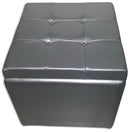 Cubo Pouf Contenitore in Similpelle e Cristalli Renier Argento