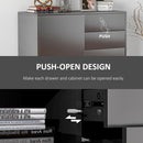 Credenza Moderna con 2 Armadietti e 2 Cassetti con Apertura a Pressione 79x36x74 cm  Nero Lucido