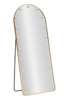 Specchio da Terra LED Hollywood Arco 70x6x170 cm in Alluminio e Specchio Oro      