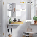 Set Mobili da Ingresso da Parete con Specchio 40x70 cm e Cassetto in Legno Naturale e Bianco