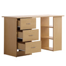 Scrivania da Ufficio con 3 Cassetti e Ripiani in Legno Naturale 120x49x72 cm 
