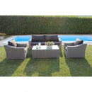 Set Salotto da Giardino Divano 2 Poltrone e Tavolino con Cuscini in Wicker Grigio