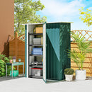 Capanno Porta Attrezzi 142x86x189 cm con Tetto Inclinato e Porta Bloccabile in Metallo Verde      