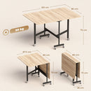 Tavolo Pieghevole per 4-6 Persone 120x80x73 cm con 2 Ribalte e Ruote con Freno Struttura in Acciaio Rovere      