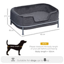 Divano per Cani e Gatti Imbottito 63,5x43x24,5 cm in Velluto con Base in Metallo Grigio Scuro
