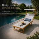 Lettino Prendisole 189x58x36 cm con Struttura in Alluminio Effetto Legno e Tessuto Grigio Chiaro     