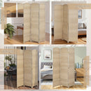 Paravento da Interno a 3 Pannelli Pieghevole 135x180 cm Separé Intrecciato in PP e Legno di Pino Rovere      