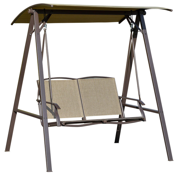 online Dondolo 2 Posti da Giardino 147x125x170 cm in Metallo e Poliestere Marrone