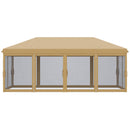 Gazebo da Giardino 6x3m Pieghevole con Zanzariera Altezza Regolabile e Borsa di Trasporto Beige