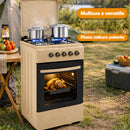 Cucina a Gas 86x50x50 cm Piano Cottura a 4 Fuochi da Esterno con Forno e Coprifuochi Beige      