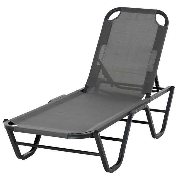 prezzo Lettino Prendisole in Alluminio con Schienale Reclinabile a 5 Livelli 163x58,5x91 cm Grigio