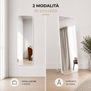 Specchio da Terra e da Muro Rettangolare 155x45 cm Struttura in Alluminio Bianco      