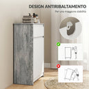 Mobile Bagno Autoportante 60x30x90 cm con Cassetto e Ante Doppie in Legno Grigio e Bianco      