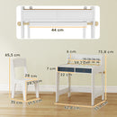 Set Scrivania 62,8x55,6x73,8 cm e Sedia per Bambini con Ripiano Portabicchieri e Cassetti in MDF Bianco      