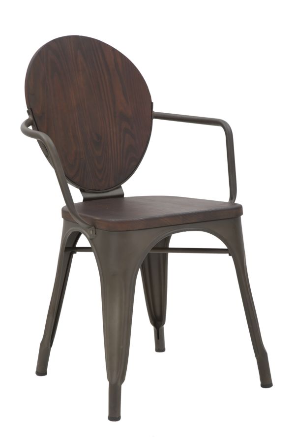 Set 2 Sedie 54x51x83 cm Harlem in Ferro e Legno Naturale e Grigio online