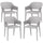 Set 4 Sedie da Giardino  Impilabili con Braccioli e Schienale Alto 56x54,5x77,5 cm in Plastica Grigio