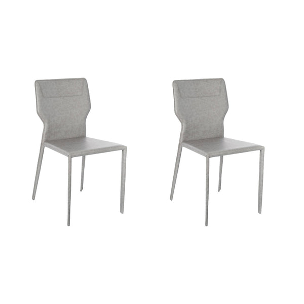 sconto Set 2 Sedie 56x44xH86,5 cm in Similcuoio e Metallo Kim Grigio chiaro