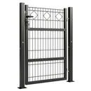 Cancello 100x6x131 cm Serratura e Chiavi con 2 Montanti in Metallo Galvanizzato Nero      